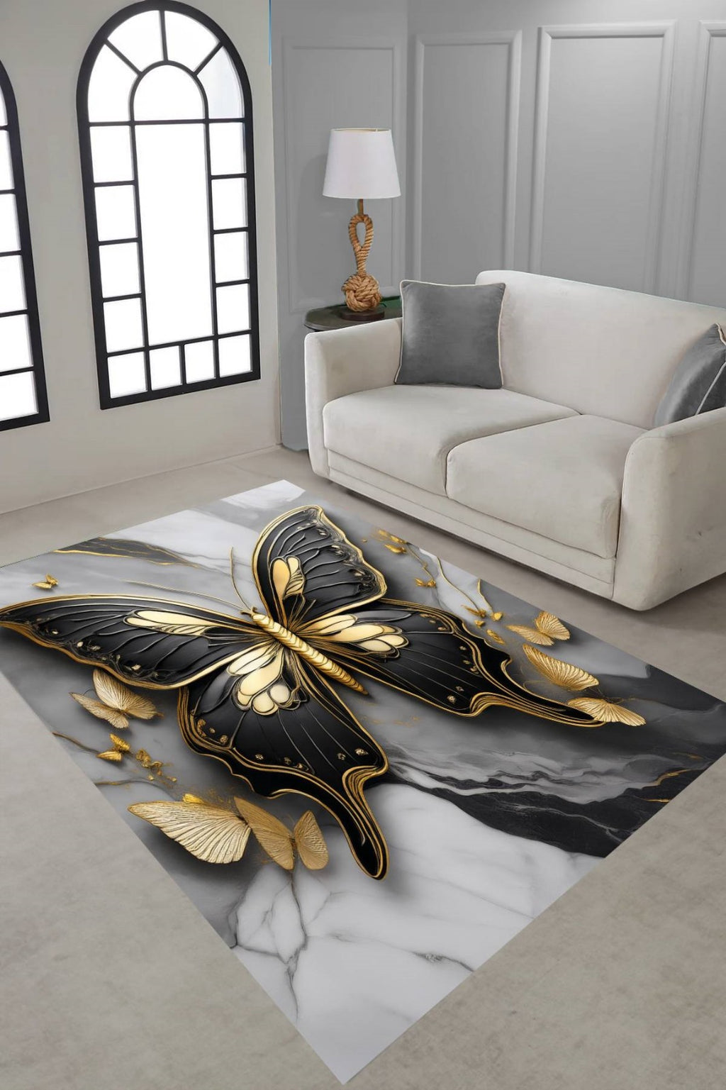 DYWAN do pokoju | Złoty Motyl Glamour 3D