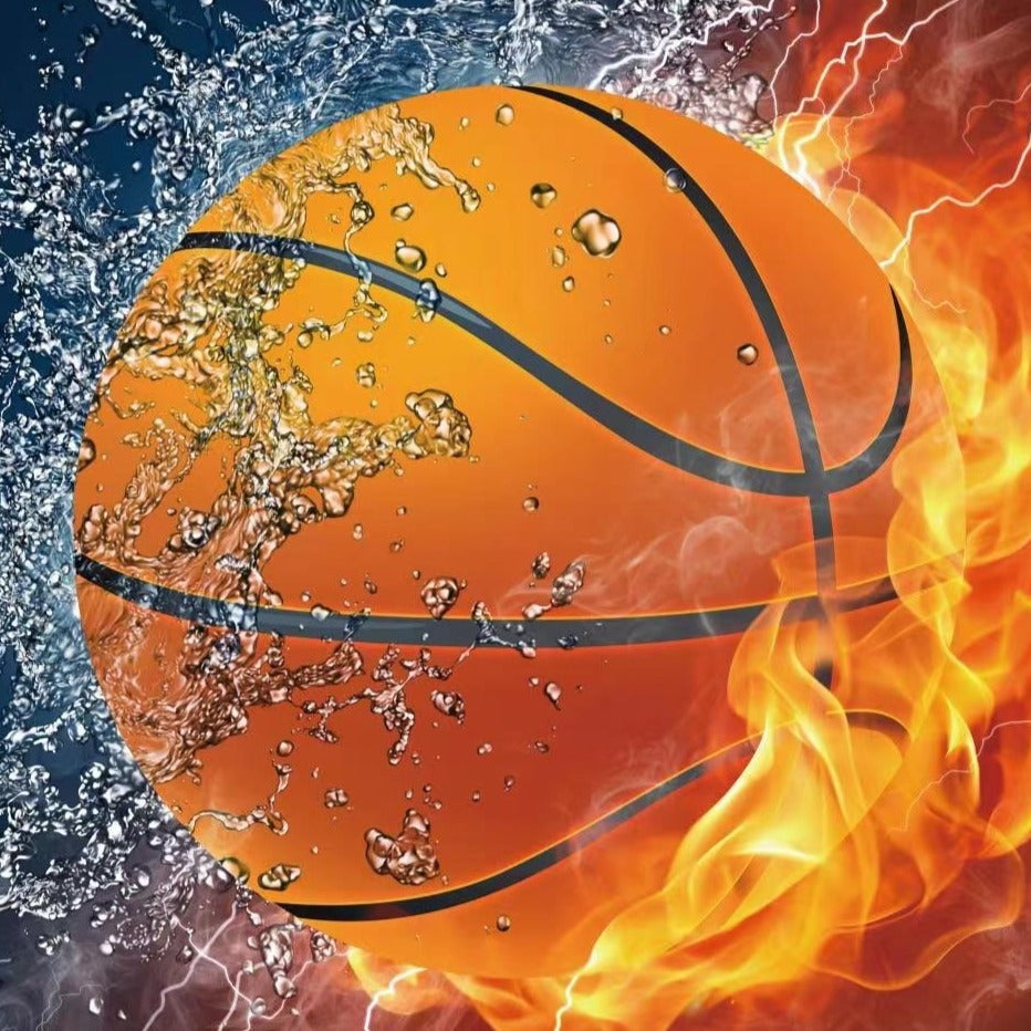 DYWAN OKRĄGŁY ze wzorem piłki | POWERFULL BASKETBALL