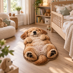 Dywan puszysty Śpiący Golden Retriever karmelowy antypoślizgowy 3D
