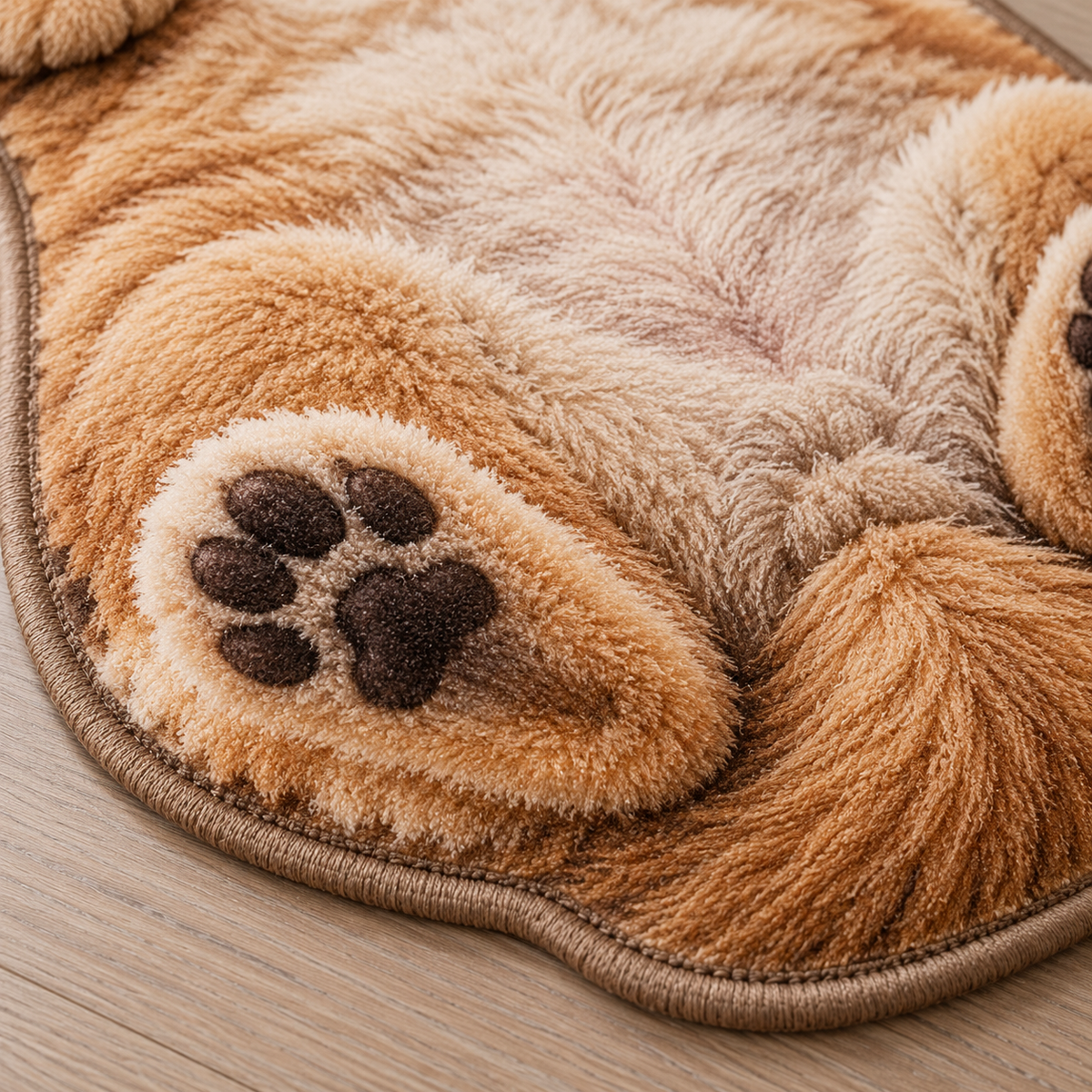 Dywan puszysty Śpiący Golden Retriever karmelowy antypoślizgowy 3D