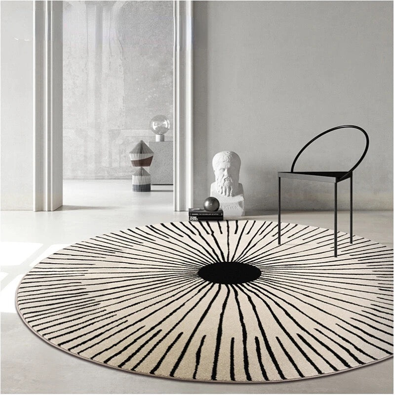 OKRĄGŁY DYWAN BOHO  z minimalistycznym wzorem | Linie