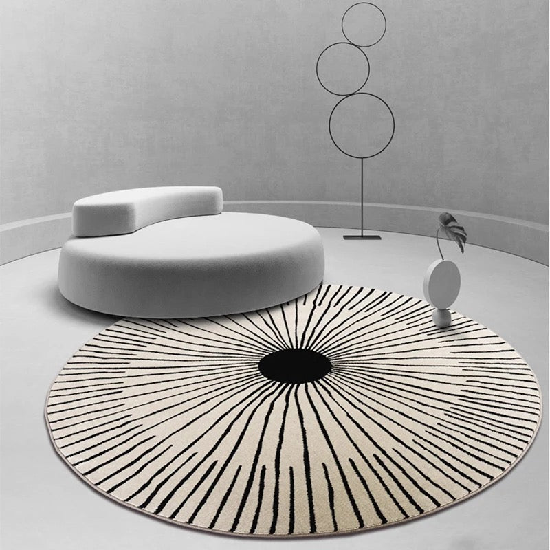 OKRĄGŁY DYWAN BOHO  z minimalistycznym wzorem | Linie