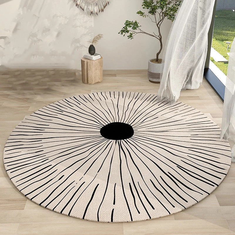 OKRĄGŁY DYWAN BOHO  z minimalistycznym wzorem | Linie