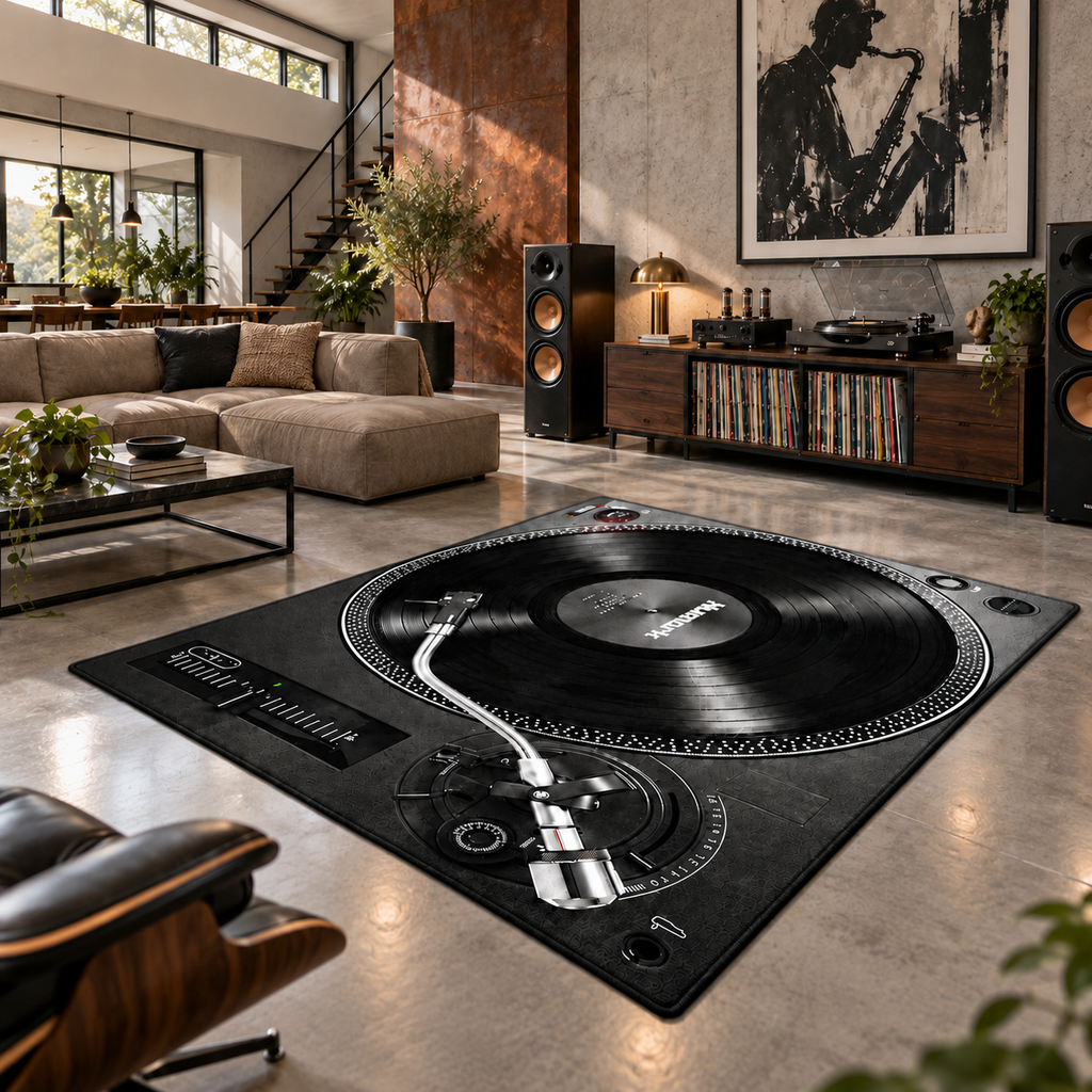 Dywan 3D GRAMOFON - vinyl retro do pokoju