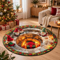 Dywan świąteczny okrągły Christmas Gnomes 3D – skrzaty, magiczna studnia z prezentem, efekt głębi