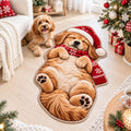 Dywan świąteczny puszysty Śpiący Golden Retriever z czapką Mikołaja antypoślizgowy