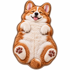 Dywan puszysty Pies Corgi karmelowo-brązowy antypoślizgowy 3D