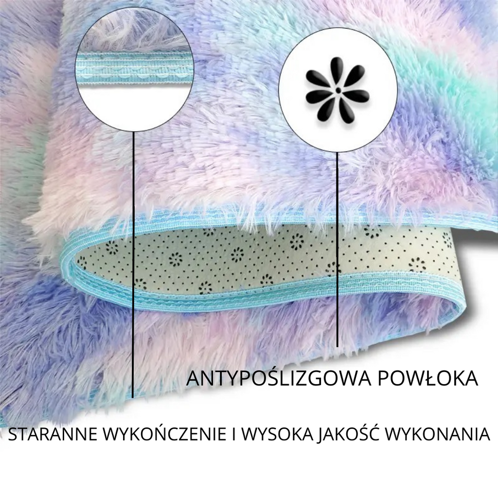 PUCHATY DYWAN SHAGGY tęczowy wzór  | PREMIUM