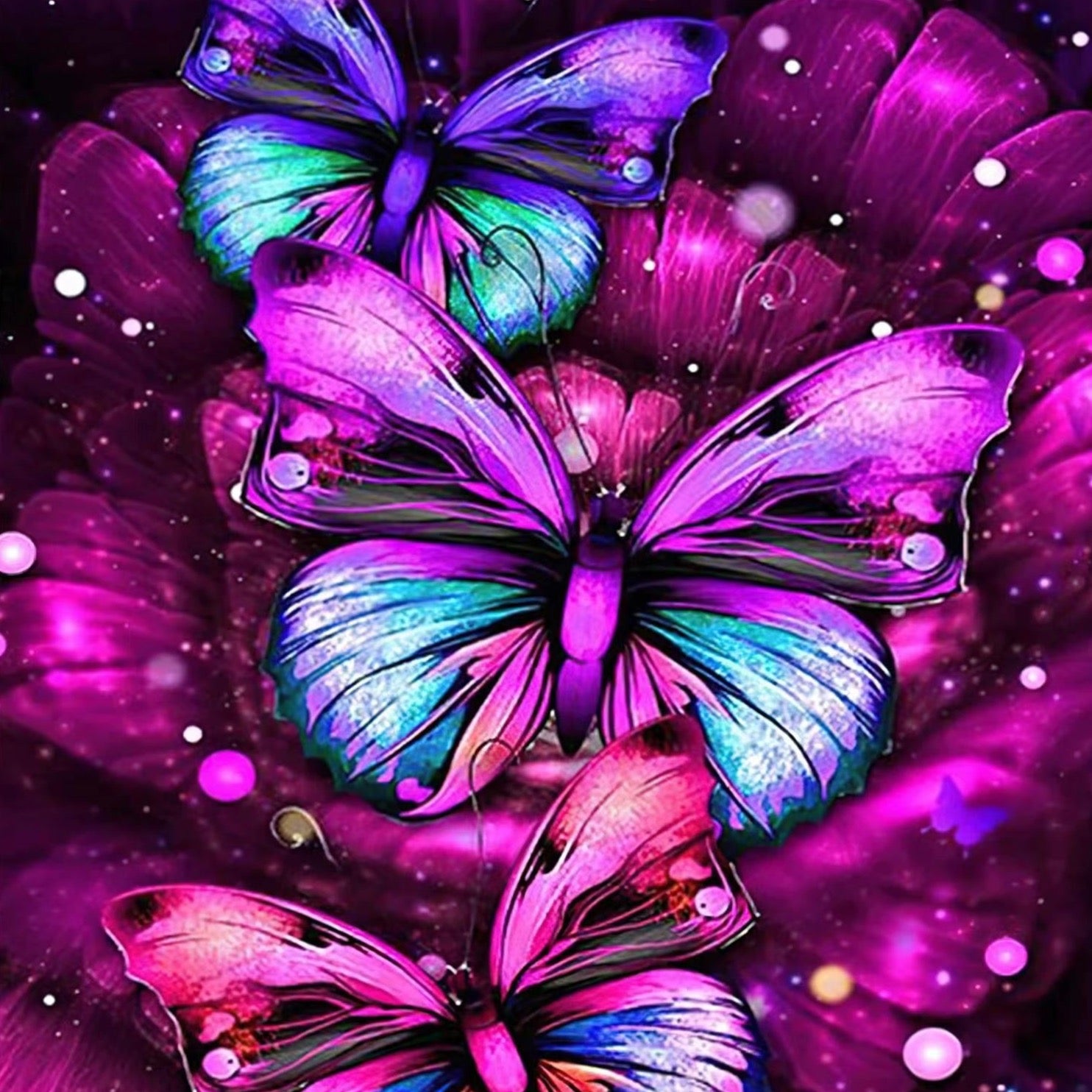 NOWOCZESNY DYWAN z motywem kolorowych motyli | Fluorescent Butterfly